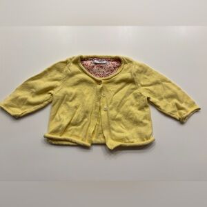 Baby Boden Yellow Cardigan with Floral Lining